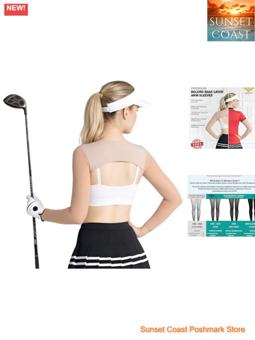 Sheer UV Protective Golf Bolero Arm Sleeves for Women - Cooling Quick Dry